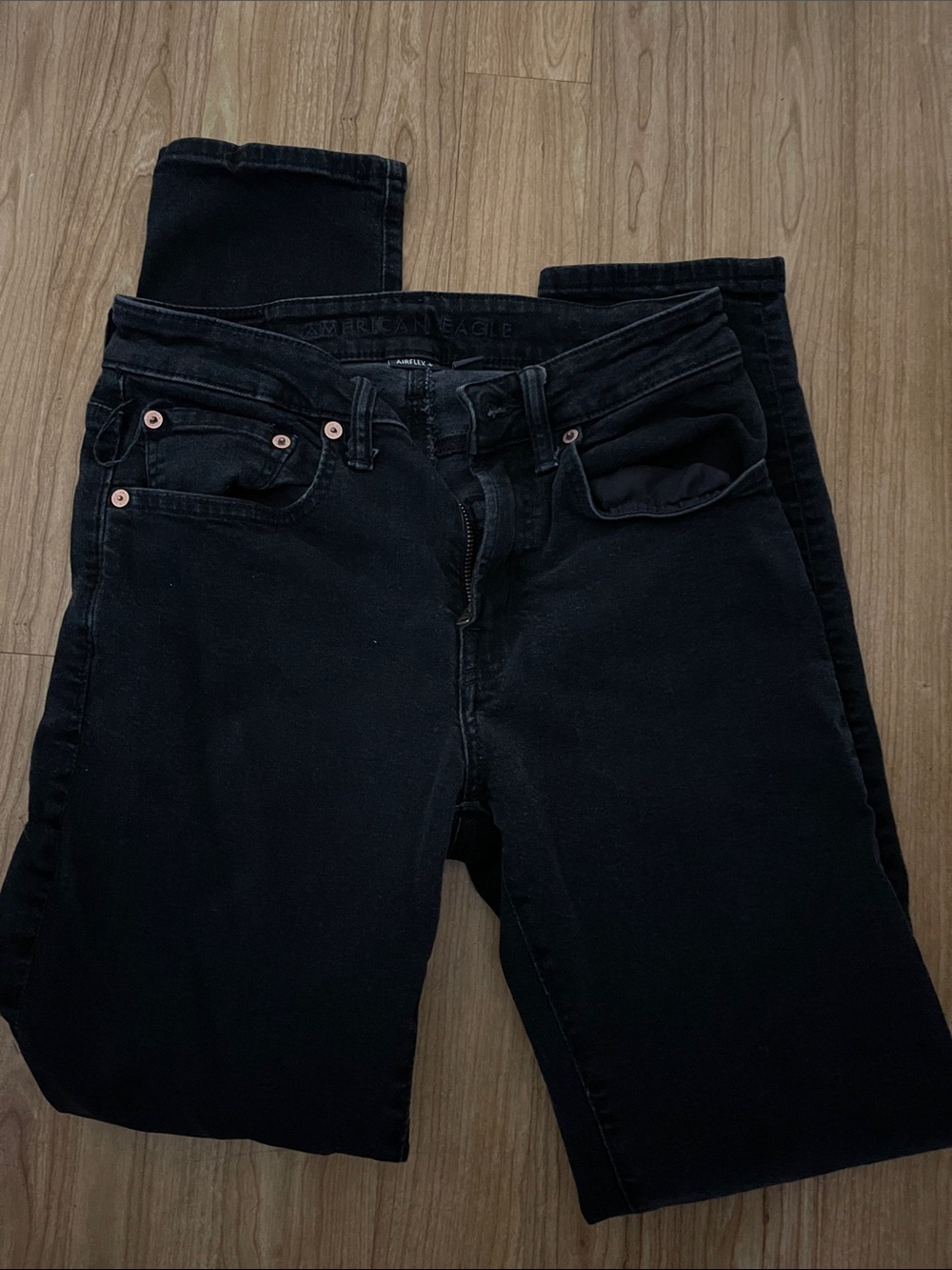 American Eagle Black Skinny Jeans men’s 28x32 stretch rose gold hardware